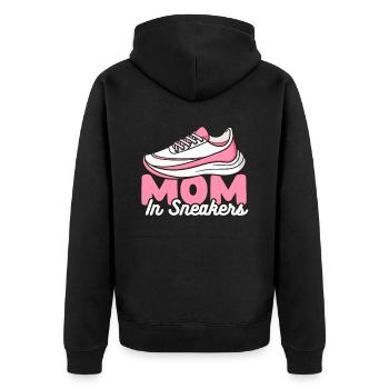 Mom Mom Running Shoes - Unisex Premium Organic Zip Hoodie - black - Back - Nico (187cm)
