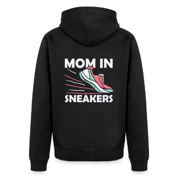 Mom Mom Running Shoes - Unisex Premium Organic Zip Hoodie - black - Back - Nico (187cm)