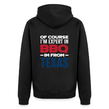Texas Grilling Texans - Unisex Premium Organic Zip Hoodie - black - Back - Nico (187cm)