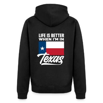 Texas Leben - Unisex Premium Bio Zip Hoodie - Schwarz - Hinten - Nico (187cm)