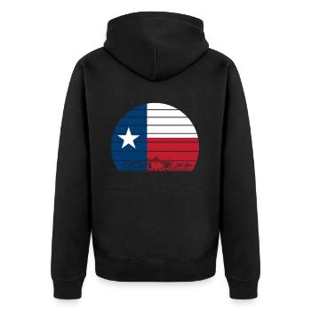 Retro Texas - Unisex Premium Bio Zip Hoodie - Schwarz - Hinten - Nico (187cm)