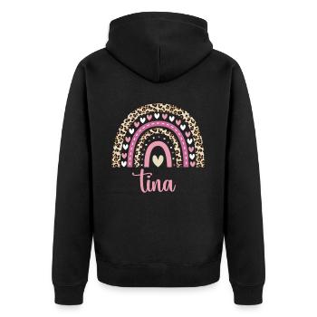 Tina Regenbogen Name Geburtstag Tina - Unisex Premium Bio Zip Hoodie - Schwarz - Hinten - Nico (187cm)