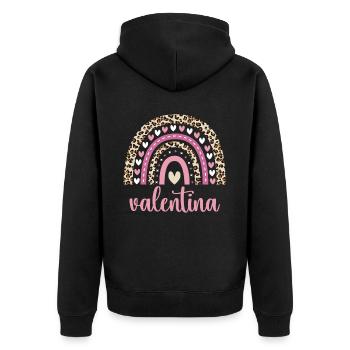 Valentina Regenbogen Name Geburtstag Valentina - Unisex Premium Bio Zip Hoodie - Schwarz - Hinten - Nico (187cm)