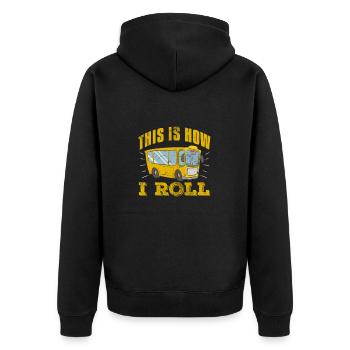 Busfahrer - Unisex Premium Bio Zip Hoodie - Schwarz - Hinten - Nico (187cm)