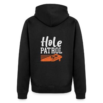 Cornhole - Unisex Premium Bio Zip Hoodie - Schwarz - Hinten - Nico (187cm)