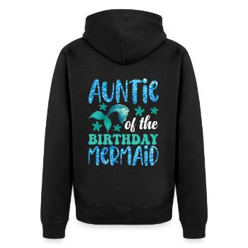 Tante Des Geburtstags-meerjungfrau-designs - Unisex Premium Bio Zip Hoodie - Schwarz - Hinten - Nico (187cm)