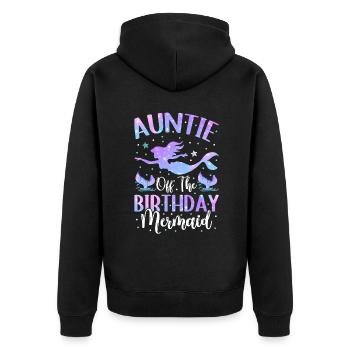 Tante Des Geburtstags-meerjungfrau-designs - Unisex Premium Bio Zip Hoodie - Schwarz - Hinten - Nico (187cm)