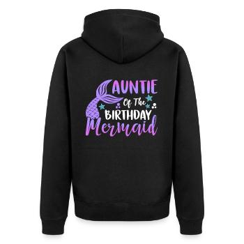 Tante Des Geburtstags-meerjungfrau-designs - Unisex Premium Bio Zip Hoodie - Schwarz - Hinten - Nico (187cm)