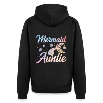 Meerjungfrau Tante Lustige Tante Frauen - Unisex Premium Bio Zip Hoodie - Schwarz - Hinten - Nico (187cm)