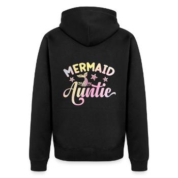 Meerjungfrau Tante Lustige Tante Frauen - Unisex Premium Bio Zip Hoodie - Schwarz - Hinten - Nico (187cm)