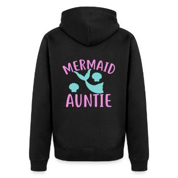 Meerjungfrau Tante Lustige Tante Frauen - Unisex Premium Bio Zip Hoodie - Schwarz - Hinten - Nico (187cm)