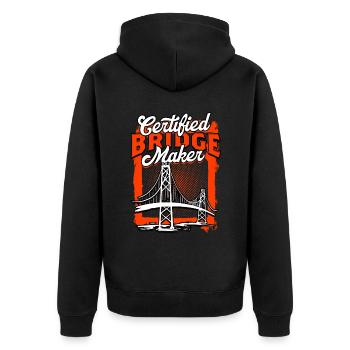 Bridge Engineer Certified Bridge Maker - Unisex Premium Organic Zip Hoodie - black - Back - Nico (187cm)