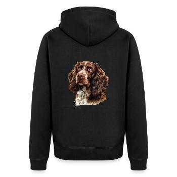 springer spaniel - Unisex Premium Bio Zip Hoodie - Schwarz - Hinten - Nico (187cm)