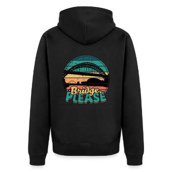 Bridge Engineer Bridge Please - Unisex Premium Organic Zip Hoodie - black - Back - Nico (187cm)