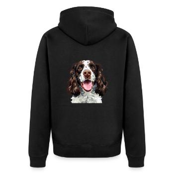 springer spaniel - Unisex Premium Bio Zip Hoodie - Schwarz - Hinten - Nico (187cm)