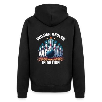 Wild Bowler en action Skittles Bowling Club Design - Veste à capuche bio Premium Unisexe - noir - Dos - Nico (187cm)