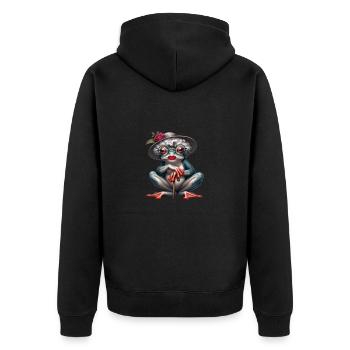 Elégante dame grenouille avec chapeau - Veste à capuche bio Premium Unisexe - noir - Dos - Nico (187cm)