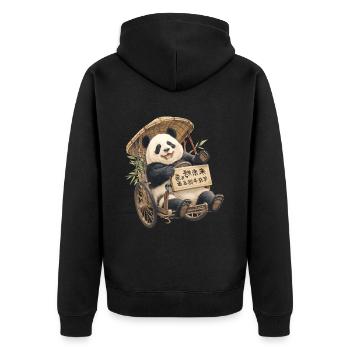 Panda Bear Rickshaw Japanese Giant Panda - Unisex Premium Organic Zip Hoodie - black - Back - Nico (187cm)