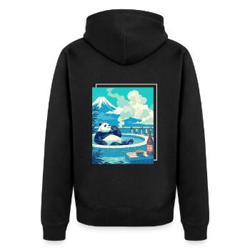Panda Bear Onsen Japanese Giant Panda - Unisex Premium Organic Zip Hoodie - black - Back - Nico (187cm)