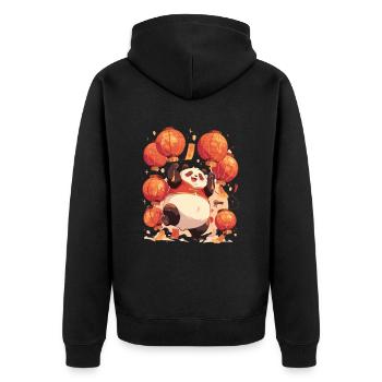 Pandabär-Laternenfest Japanischer Riesenpanda - Unisex Premium Bio Zip Hoodie - Schwarz - Hinten - Nico (187cm)