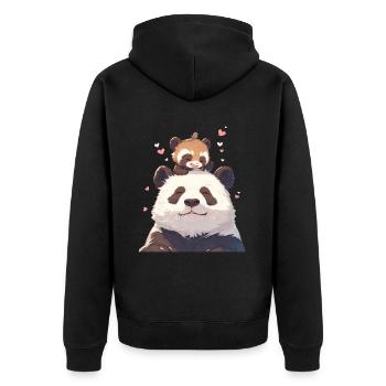 Pandabär Tanuki Japanischer Riesenpanda - Unisex Premium Bio Zip Hoodie - Schwarz - Hinten - Nico (187cm)