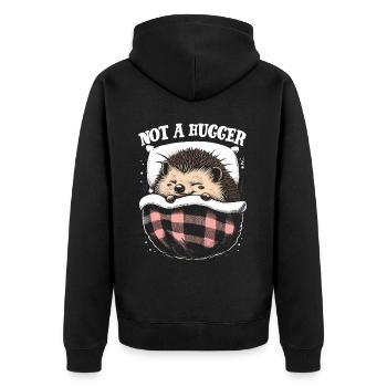 Not A Hugger - Unisex Premium Organic Zip Hoodie - black - Back - Nico (187cm)