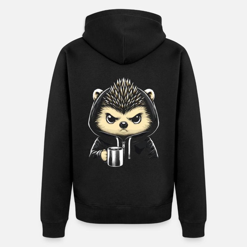 Hérisson avec Iro - Veste à capuche bio Premium Unisexe - noir