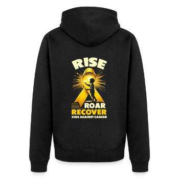 Aufklärung über Krebs im Kindesalter, Chemo, Krebs bekämpfen - Unisex Premium Bio Zip Hoodie - Schwarz - Hinten - Nico (187cm)
