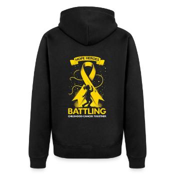 Aufklärung über Krebs im Kindesalter, Chemo, Krebs bekämpfen - Unisex Premium Bio Zip Hoodie - Schwarz - Hinten - Nico (187cm)
