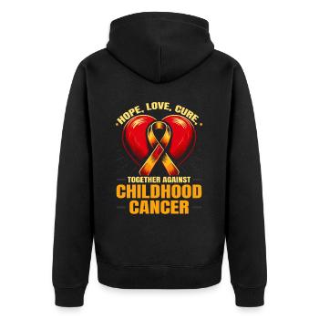 Aufklärung über Krebs im Kindesalter, Chemo, Krebs bekämpfen - Unisex Premium Bio Zip Hoodie - Schwarz - Hinten - Nico (187cm)