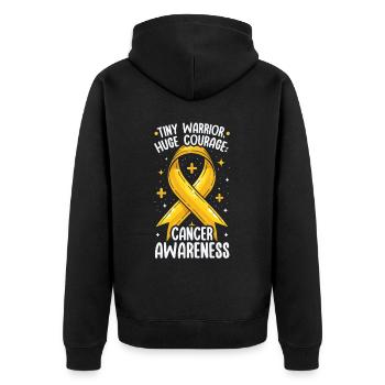 Aufklärung über Krebs im Kindesalter, Chemo, Krebs bekämpfen - Unisex Premium Bio Zip Hoodie - Schwarz - Hinten - Nico (187cm)