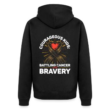 Aufklärung über Krebs im Kindesalter, Chemo, Krebs bekämpfen - Unisex Premium Bio Zip Hoodie - Schwarz - Hinten - Nico (187cm)