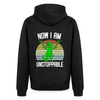 Rétro Maintenant je suis imparable Drôle T-Rex Dinosaure - Veste à capuche bio Premium Unisexe - noir - Dos - Nico (187cm)