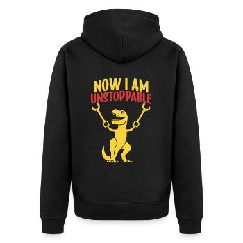 Rétro Maintenant je suis imparable Drôle T-Rex Dinosaure - Veste à capuche bio Premium Unisexe - noir - Dos - Nico (187cm)