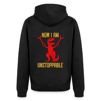 Rétro Maintenant je suis imparable Drôle T-Rex Dinosaure - Veste à capuche bio Premium Unisexe - noir - Dos - Nico (187cm)