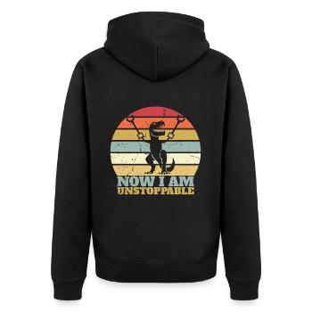 Rétro Maintenant je suis imparable Drôle T-Rex Dinosaure - Veste à capuche bio Premium Unisexe - noir - Dos - Nico (187cm)