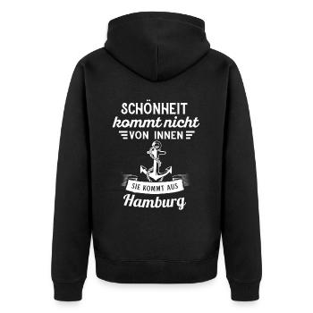 Hamburg Hanseatic City North German Low German - Unisex Premium Organic Zip Hoodie - black - Back - Nico (187cm)