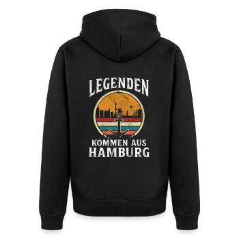 Hamburg Hanseatic City North German Low German - Unisex Premium Organic Zip Hoodie - black - Back - Nico (187cm)