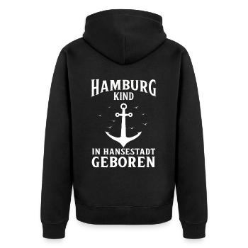 Hamburg Hanseatic City North German Low German - Unisex Premium Organic Zip Hoodie - black - Back - Nico (187cm)