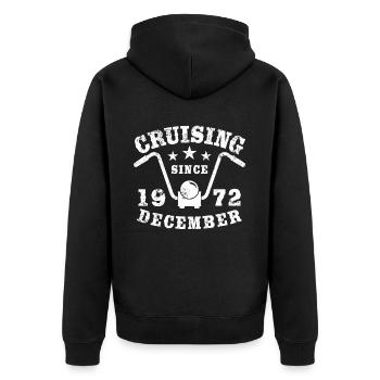 Cruising Biker Geburtstag Dezember 1972 Motorrad - Unisex Premium Bio Zip Hoodie - Schwarz - Hinten - Nico (187cm)