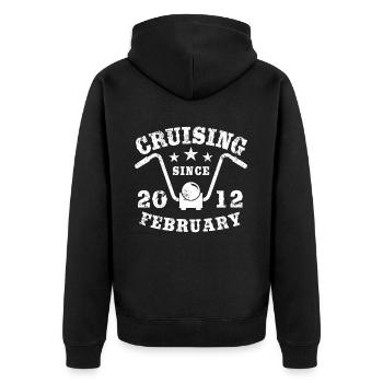 Cruising Biker Birthday February 2012 Motorcycle - Unisex Premium Organic Zip Hoodie - black - Back - Nico (187cm)
