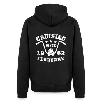Cruising Biker Geburtstag Februar 1962 Motorrad - Unisex Premium Bio Zip Hoodie - Schwarz - Hinten - Nico (187cm)