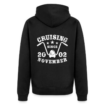 Cruising Biker Birthday November 2002 Motorcycle - Unisex Premium Organic Zip Hoodie - black - Back - Nico (187cm)