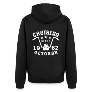Cruising Biker Geburtstag Oktober 1962 Motorrad - Unisex Premium Bio Zip Hoodie - Schwarz - Hinten - Nico (187cm)