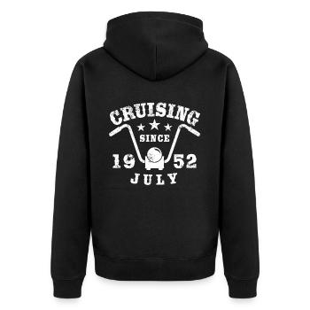 Cruising Biker Birthday July 1952 Motorcycle - Unisex Premium Organic Zip Hoodie - black - Back - Nico (187cm)