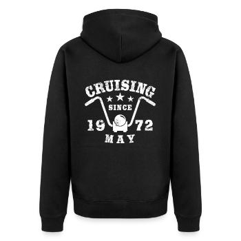 Cruising Biker Geburtstag Mai 1972 Motorrad - Unisex Premium Bio Zip Hoodie - Schwarz - Hinten - Nico (187cm)