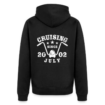 Cruising Biker Birthday July 2002 Motorcycle - Unisex Premium Organic Zip Hoodie - black - Back - Nico (187cm)