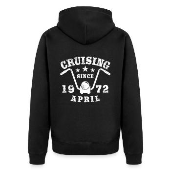 Cruising Biker Geburtstag April 1972 Motorrad - Unisex Premium Bio Zip Hoodie - Schwarz - Hinten - Nico (187cm)