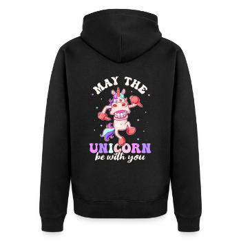 Lustiges, Fabelwesen, Dinosaurier, Lustiges - Unisex Premium Bio Zip Hoodie - Schwarz - Hinten - Nico (187cm)