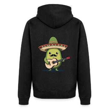 Avocado Mariachi Mexiko Gitarren Fiesta - Unisex Premium Bio Zip Hoodie - Schwarz - Hinten - Nico (187cm)